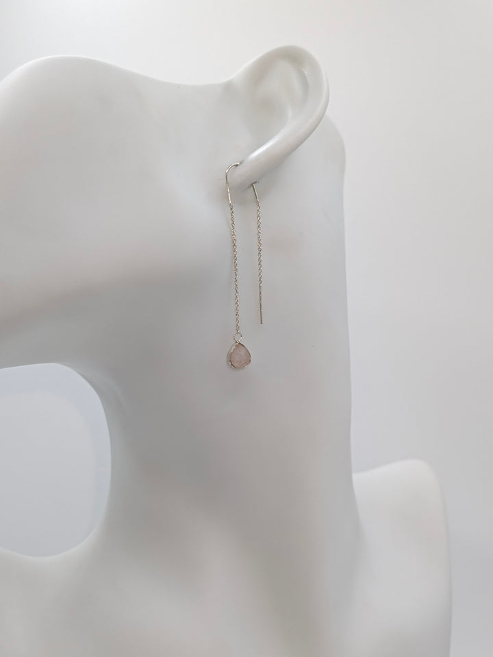 Sterling Silver Teardrop Stone Threader Earrings Something Silver