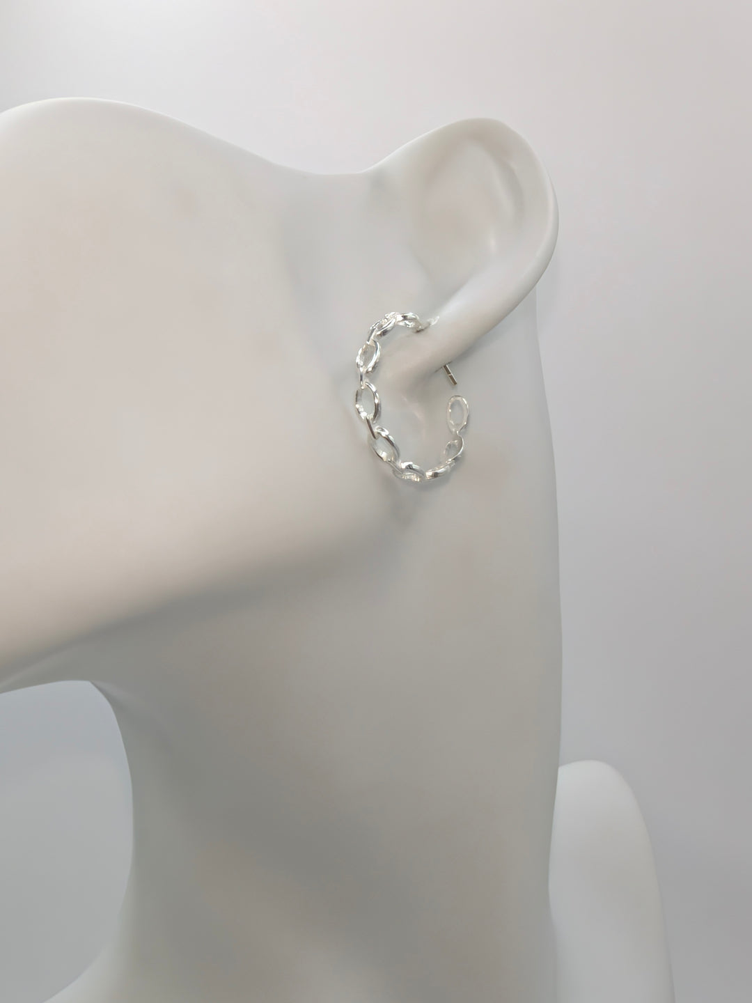 Sterling Silver Oval Chain Link Hoop Earrings Something Silver