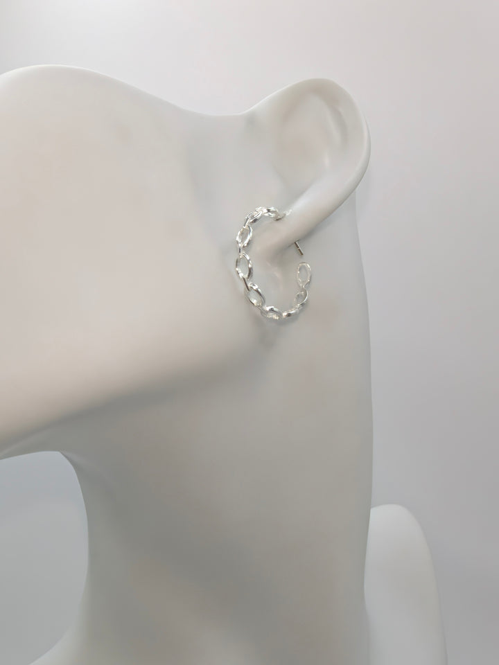 Sterling Silver Oval Chain Link Hoop Earrings Something Silver