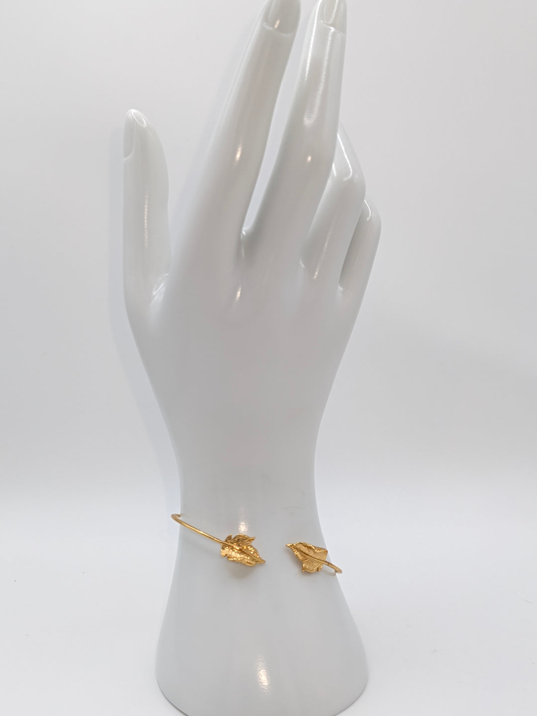 Gold Leaf Bracelet, Non Tarnish Gold Open Bangle Bracelet Furano Studio