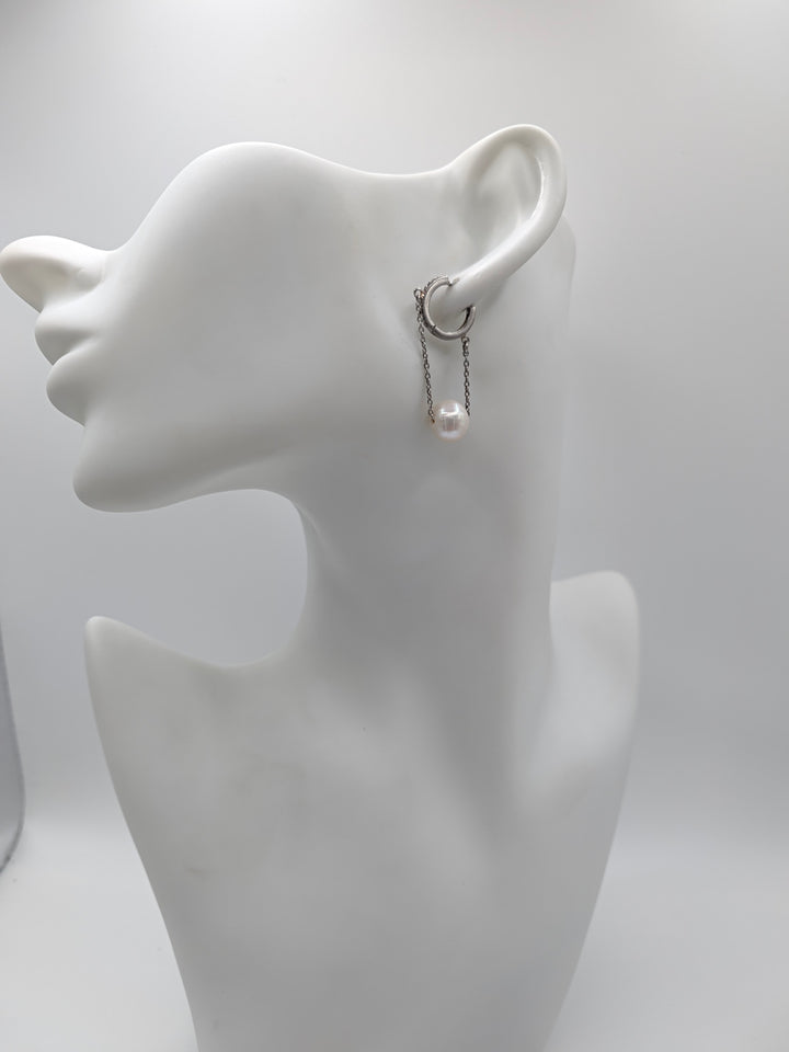 Hillary Pearl Chain Huggies | Gold &amp; Silver Sahira Jewelry Design