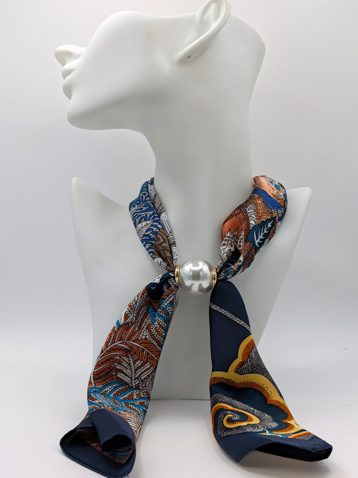 Pearl Accent Scarf Bow Necklace