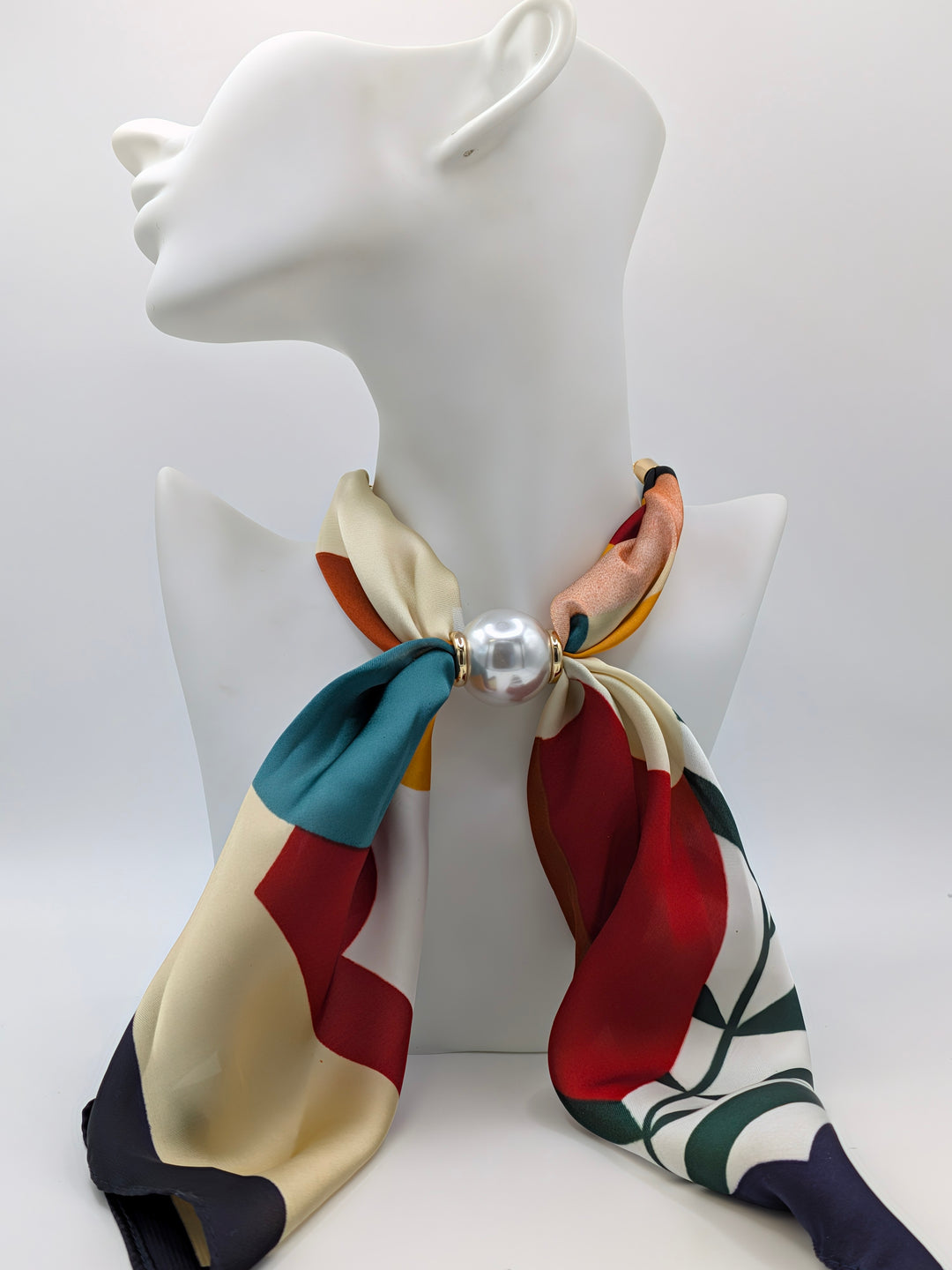 Pearl Accent Scarf Bow Necklace