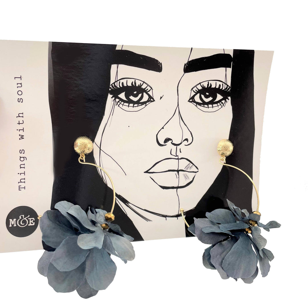 Gertrude's Flower Earrings ( Denim Blue )