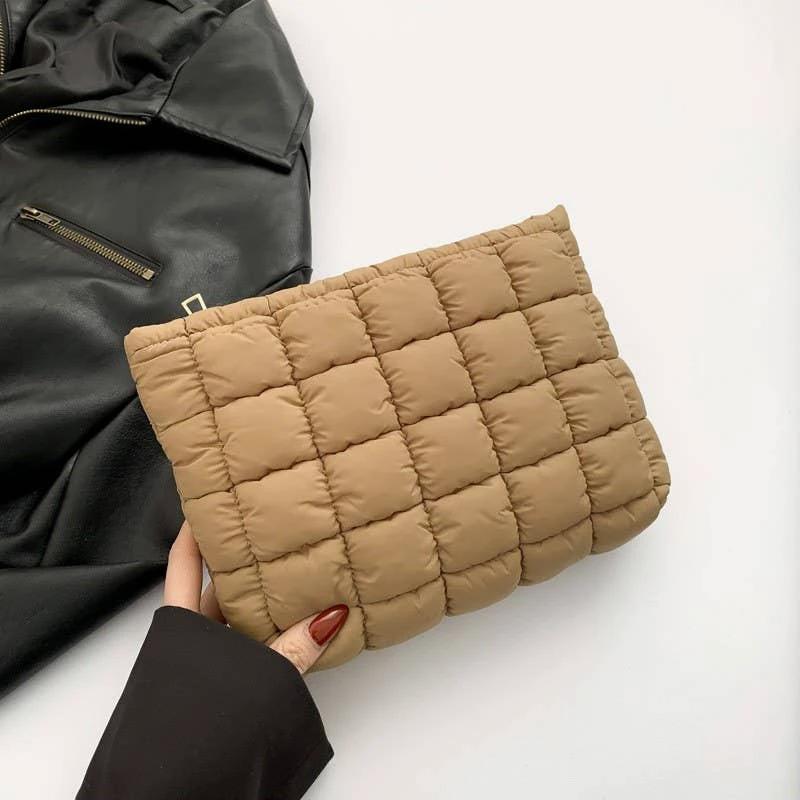 QUILTED PUFFY COSMETIC MAKEUP POUCH