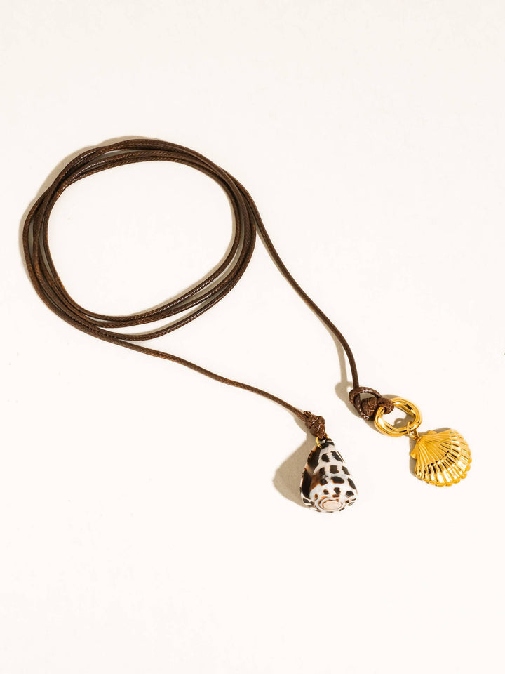 Chia 18K Gold Non-Tarnish Shell Charm Cord Necklace Flânerie by MAIQ