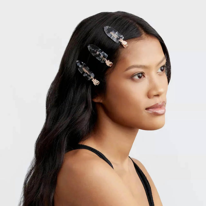 Creaseless clips 4pc set in black terrazzo by Kitsch