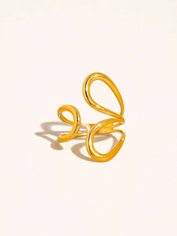Parvella 18K Gold Non-Tarnish Abstract Swirl Ring Flânerie by MAIQ