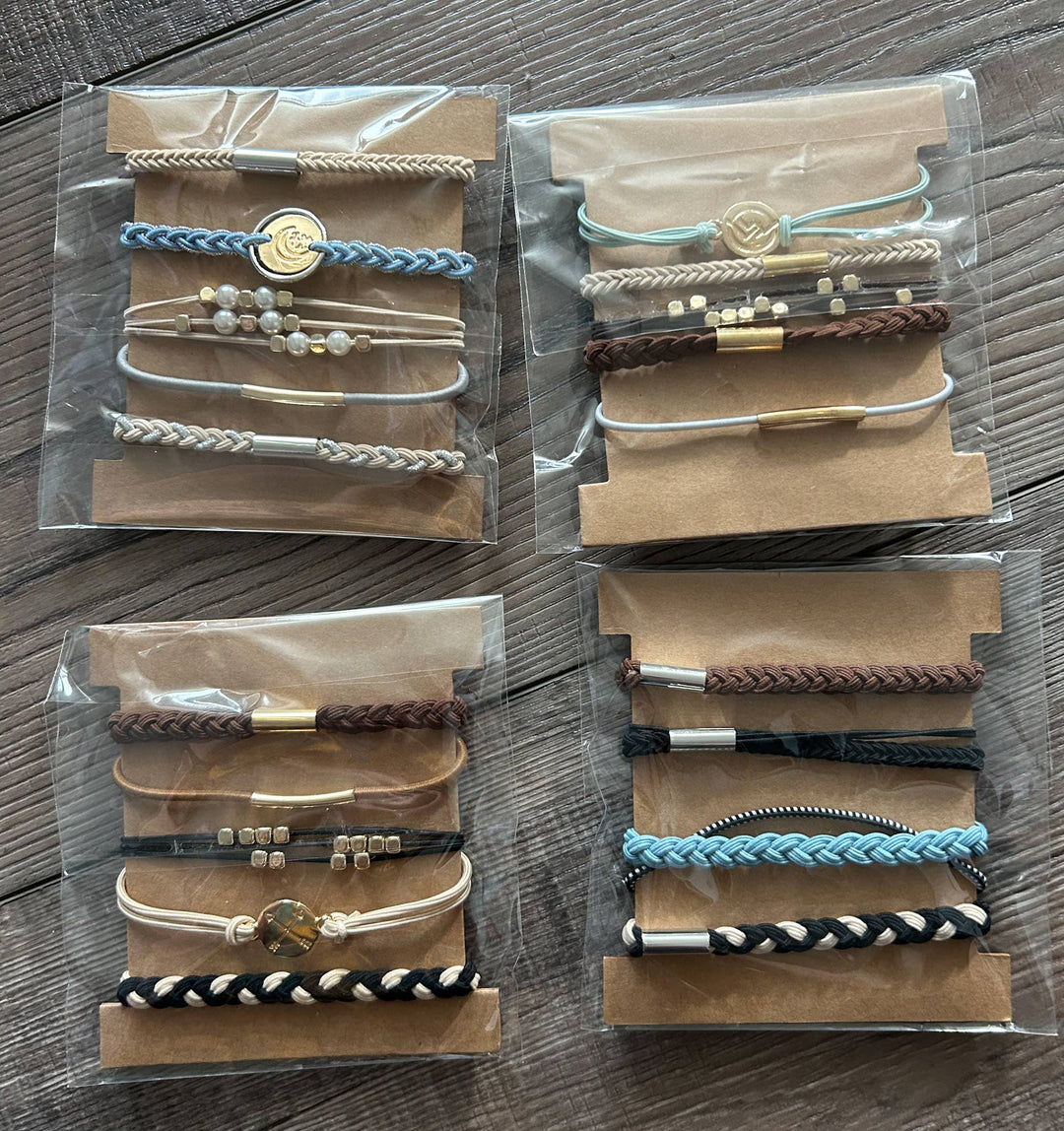 Hair Tie Bracelet Sets: Plain Gold