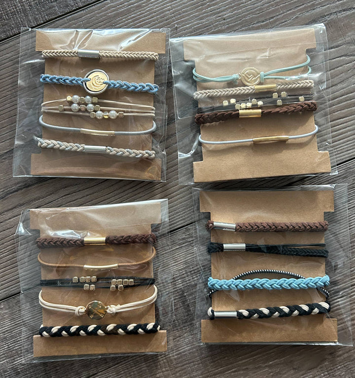 Hair Tie Bracelet Sets: Plain Gold