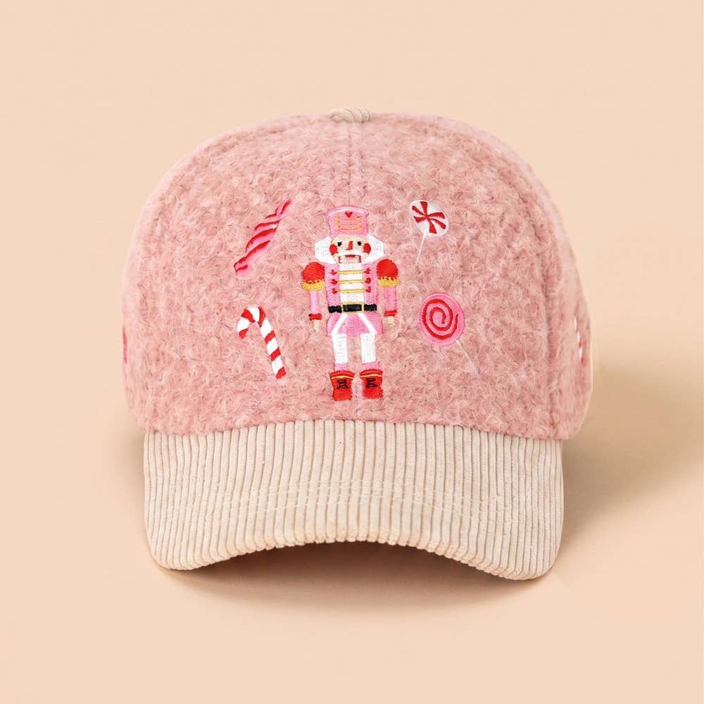 Christmas Nutcracker Embroidered Sherpa Baseball Cap