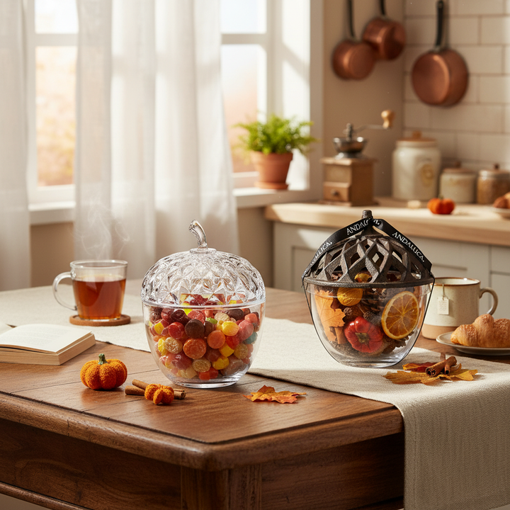 Acorn products with cozy home backdrop