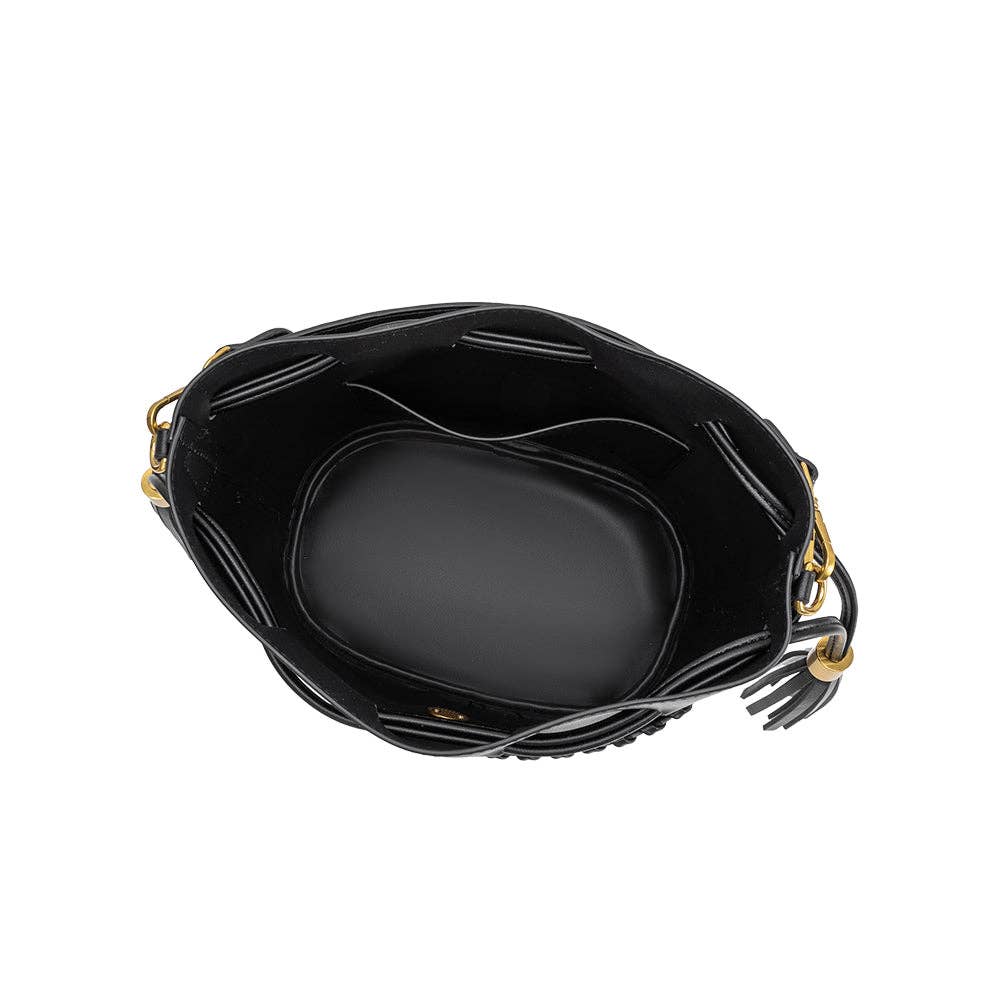 Janae Black Recycled Vegan Leather Top Handle Bag