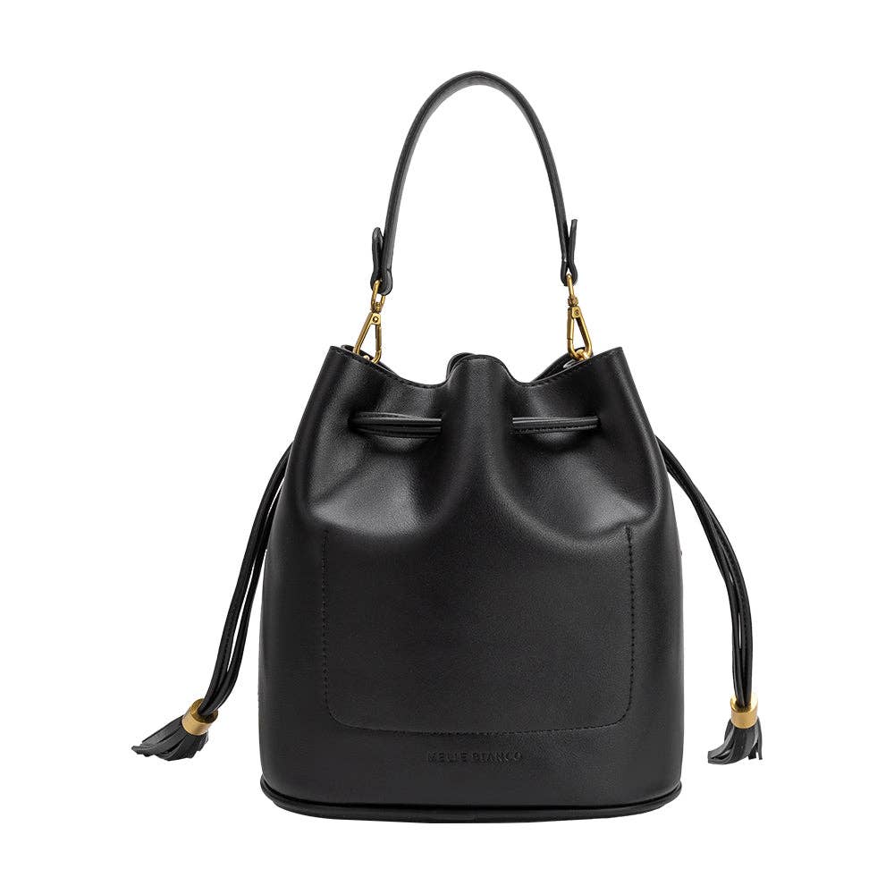 Janae Black Recycled Vegan Leather Top Handle Bag