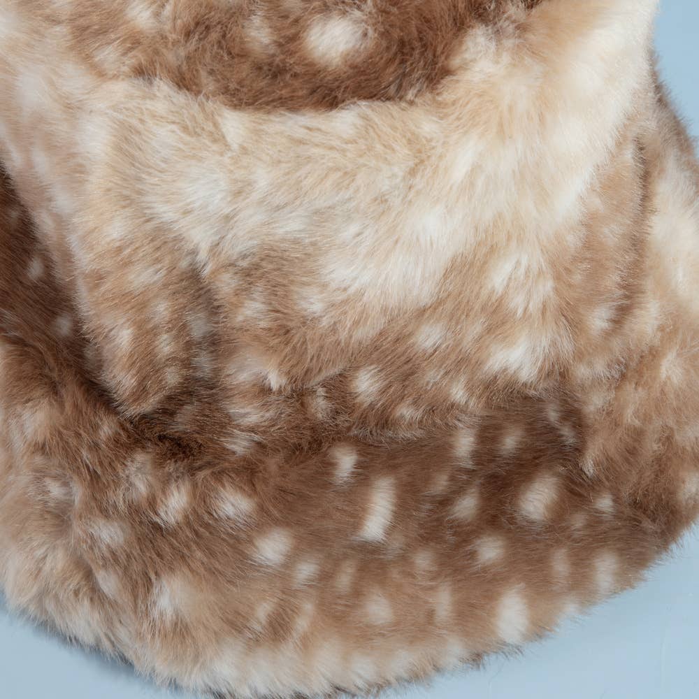 Spotted Plush Fawn Fur Bucket Hat