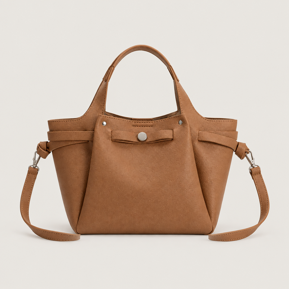 Avril Caramel bag preview with strap attached