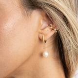 Hillary Pearl Chain Huggies