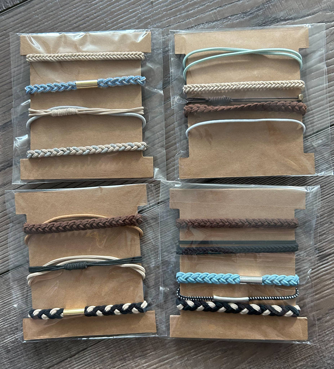 Hair Tie Bracelet Sets: Plain Gold