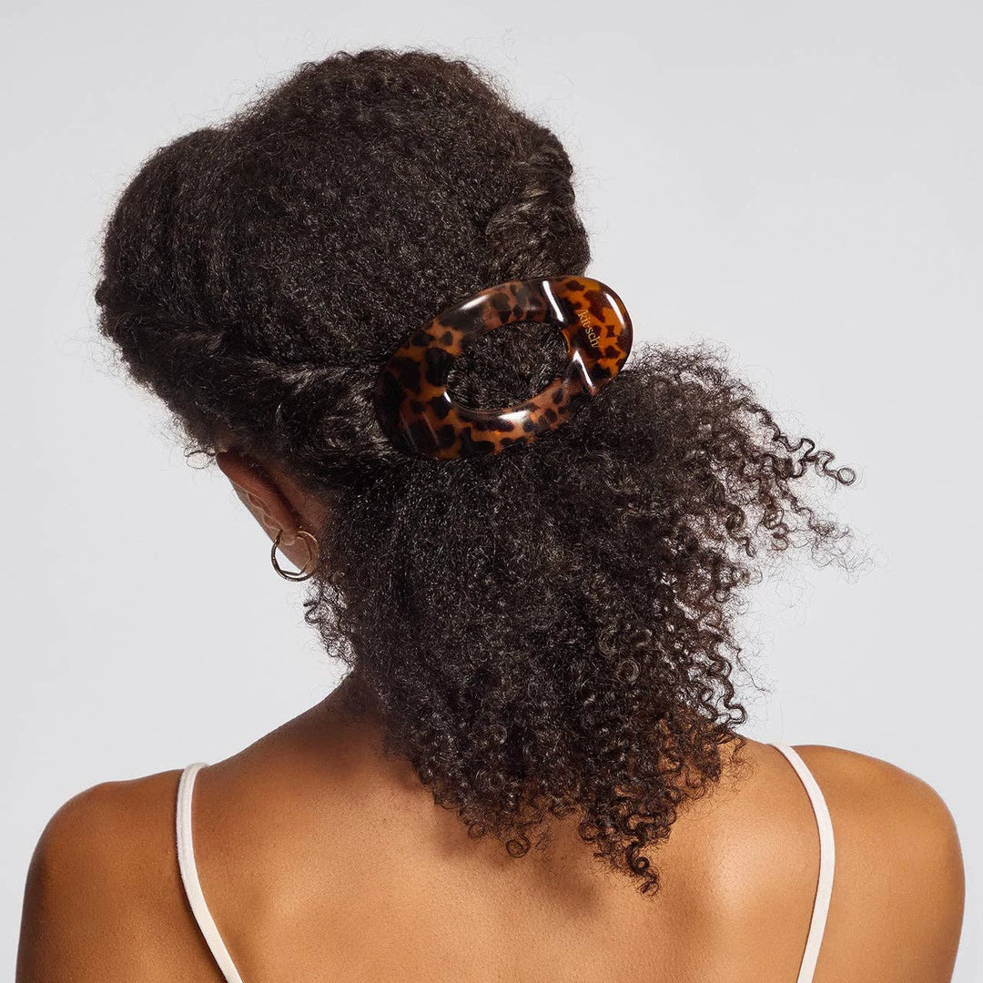 KITSCH Recycled Plastic Large Flat Cloud Clip in tortoise pattern, hair accessory