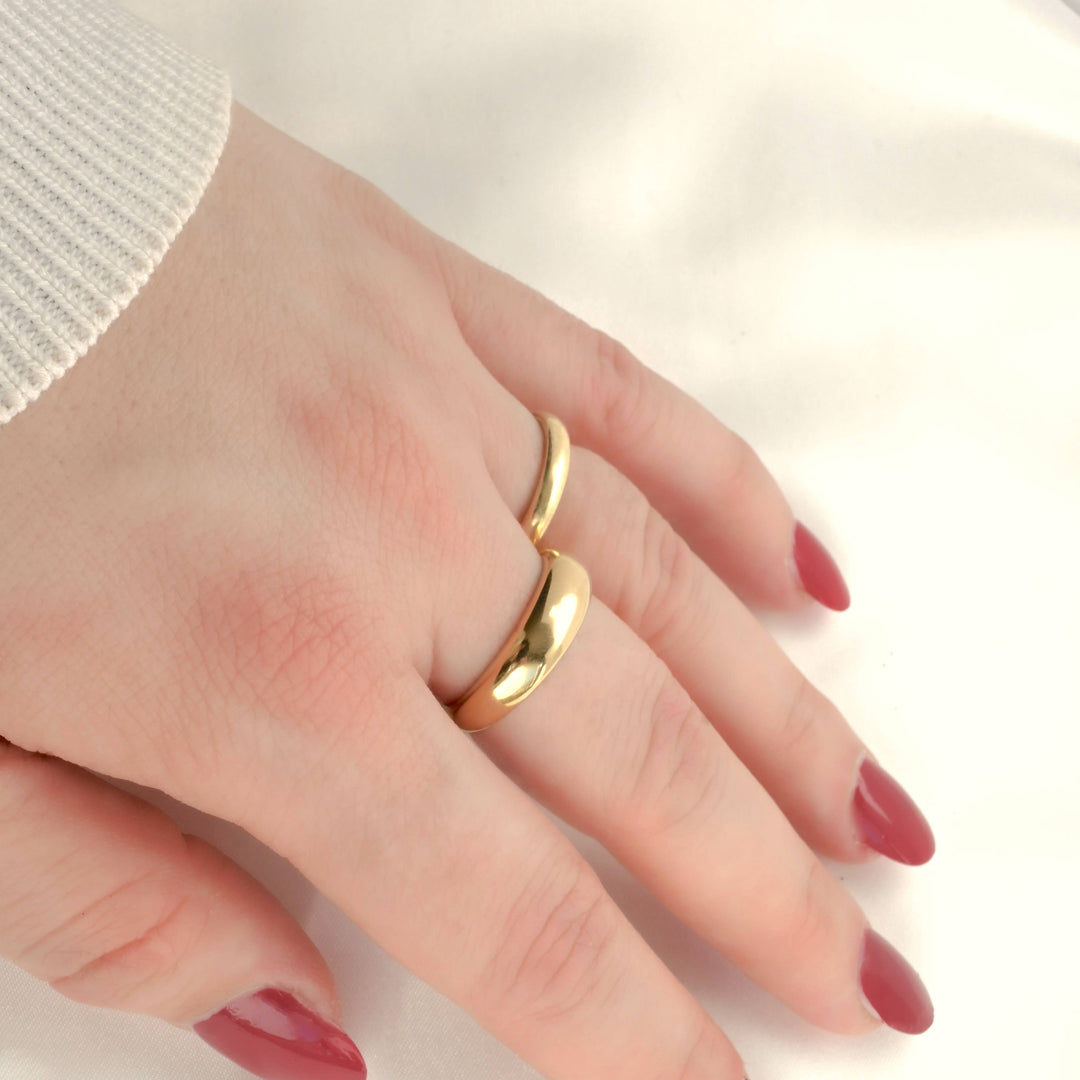 18k Gold Dome -Thin Dome Ring - Thick Band