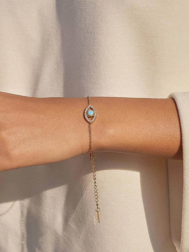 Celestine 18K Gold Non-Tarnish Evil Eye Chain Bracelet Flânerie by MAIQ