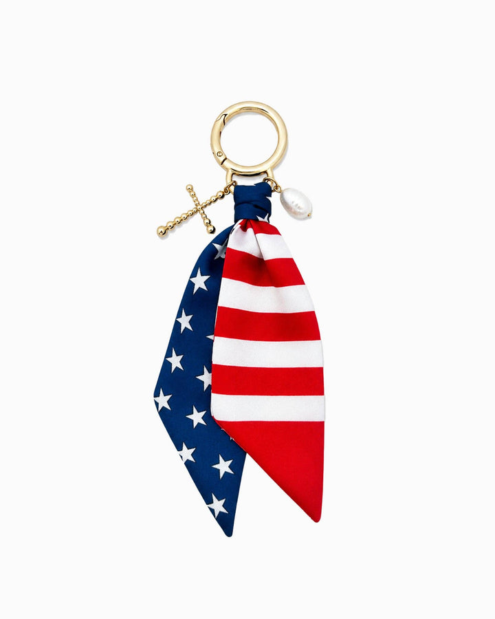 Americana Scarf Cross Freshwater Pearl Bag Charm Sessori