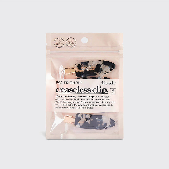 Kitsch Eco-Friendly creaseless clips 4pc set in black terrazzo with gold-tone hardware