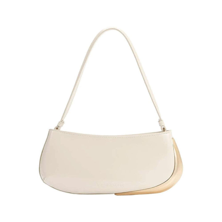 Sade Ivory Recycled Vegan Leather Shoulder Bag by Melie Bianco, minimalist curved design.