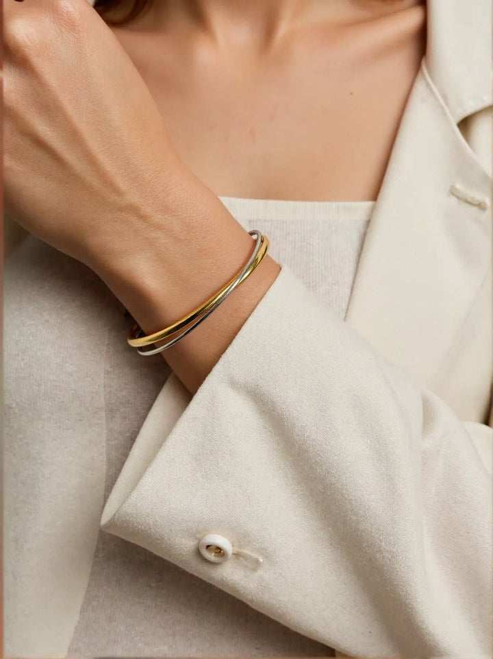 Rivoli 18K Gold Non-Tarnish Crossover Cuff Bracelet