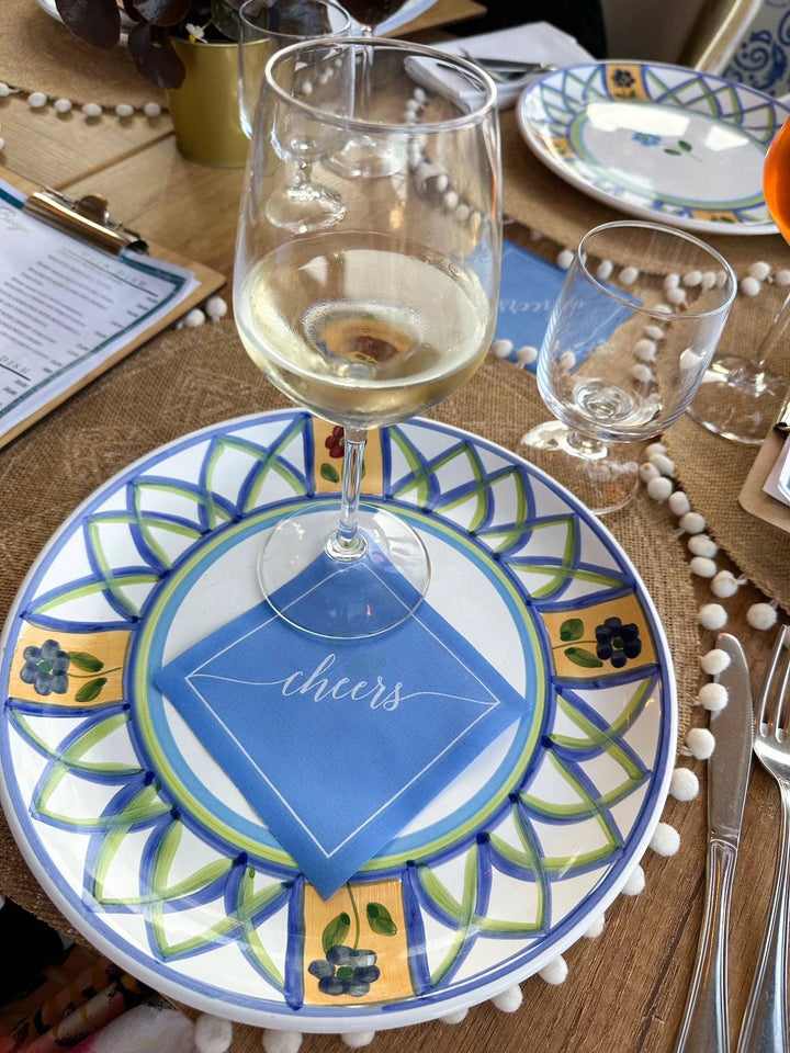 Cotton Cocktail Napkin Roll - Summer Dreaming White "Cheers" Entertaining Essentials Toasting With Tara