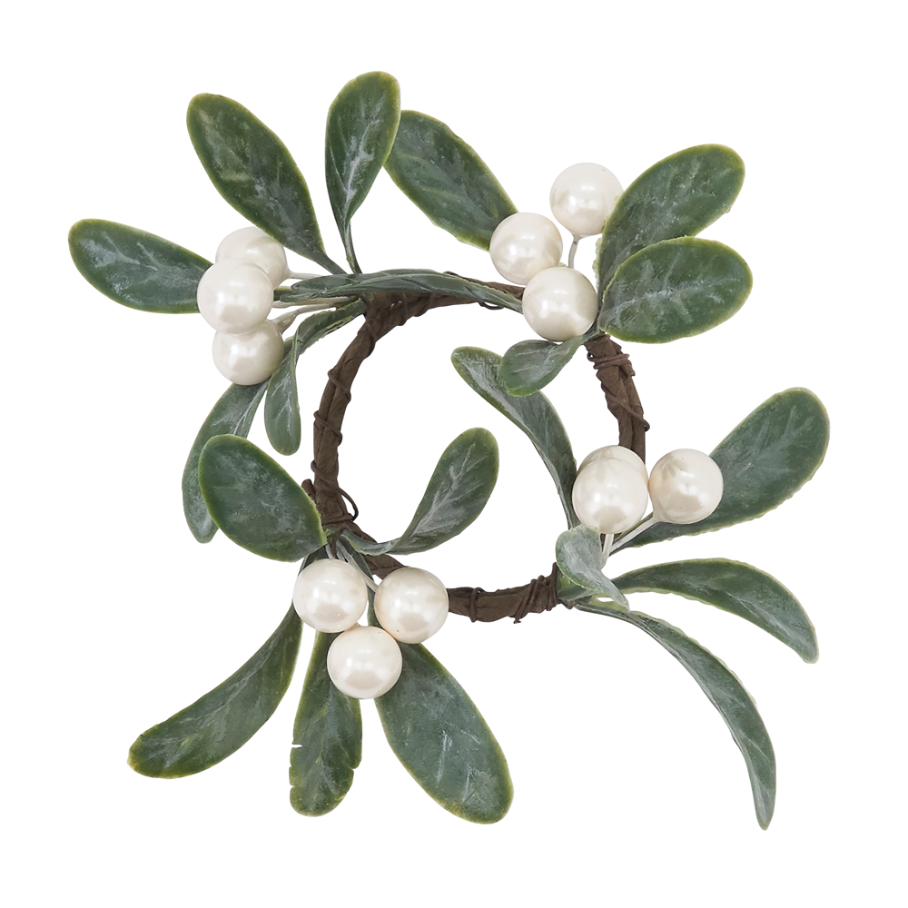 Mistletoe Green Napkin Ring Holder- Set of 4