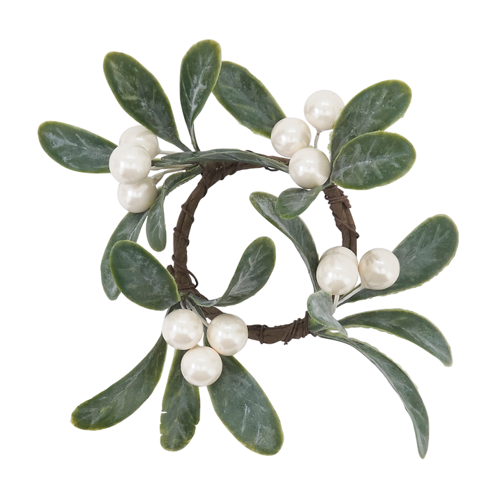 Mistletoe Green Napkin Ring Holder- Set of 4