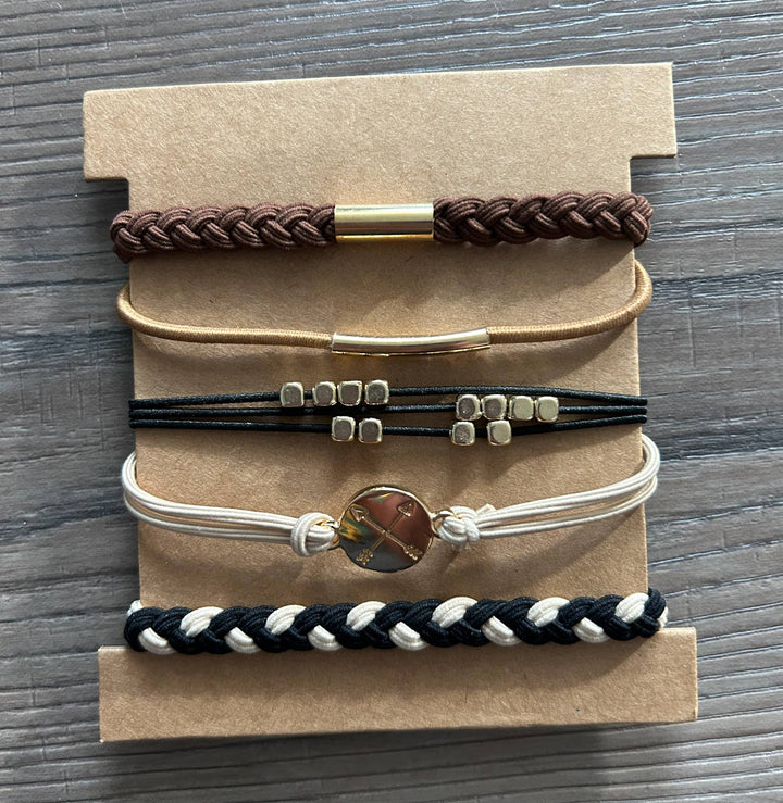 Hair Tie Bracelet Sets: Plain Gold