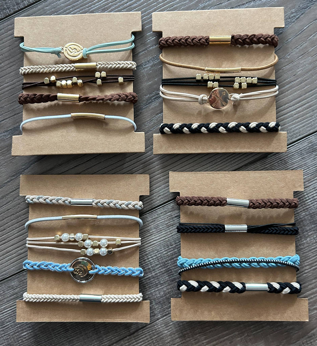 Hair Tie Bracelet Sets: Plain Gold