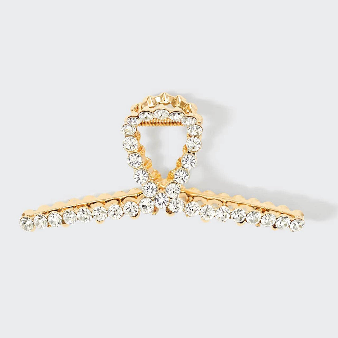 Metal Rhinestone Loop Claw Clip 1pc- Gold KITSCH