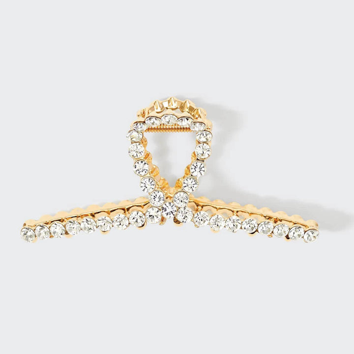 Metal Rhinestone Loop Claw Clip 1pc- Gold KITSCH