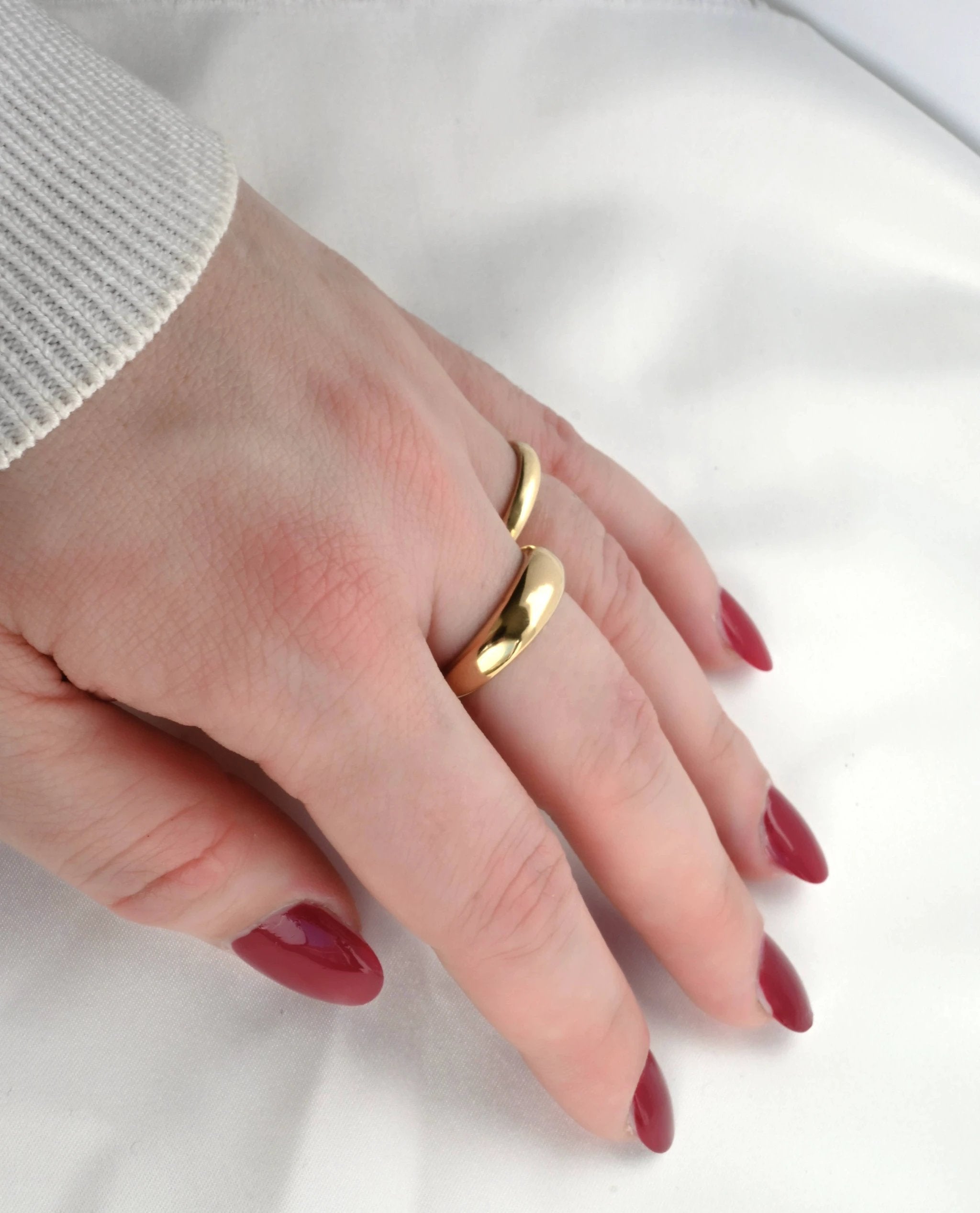 18k Gold Dome -Thin Dome Ring - Thick Band
