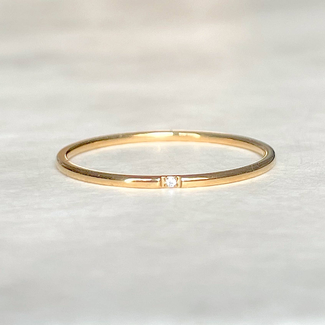Dainty Gold Ring - Waterproof Thin Gold Band - Diamond Ring