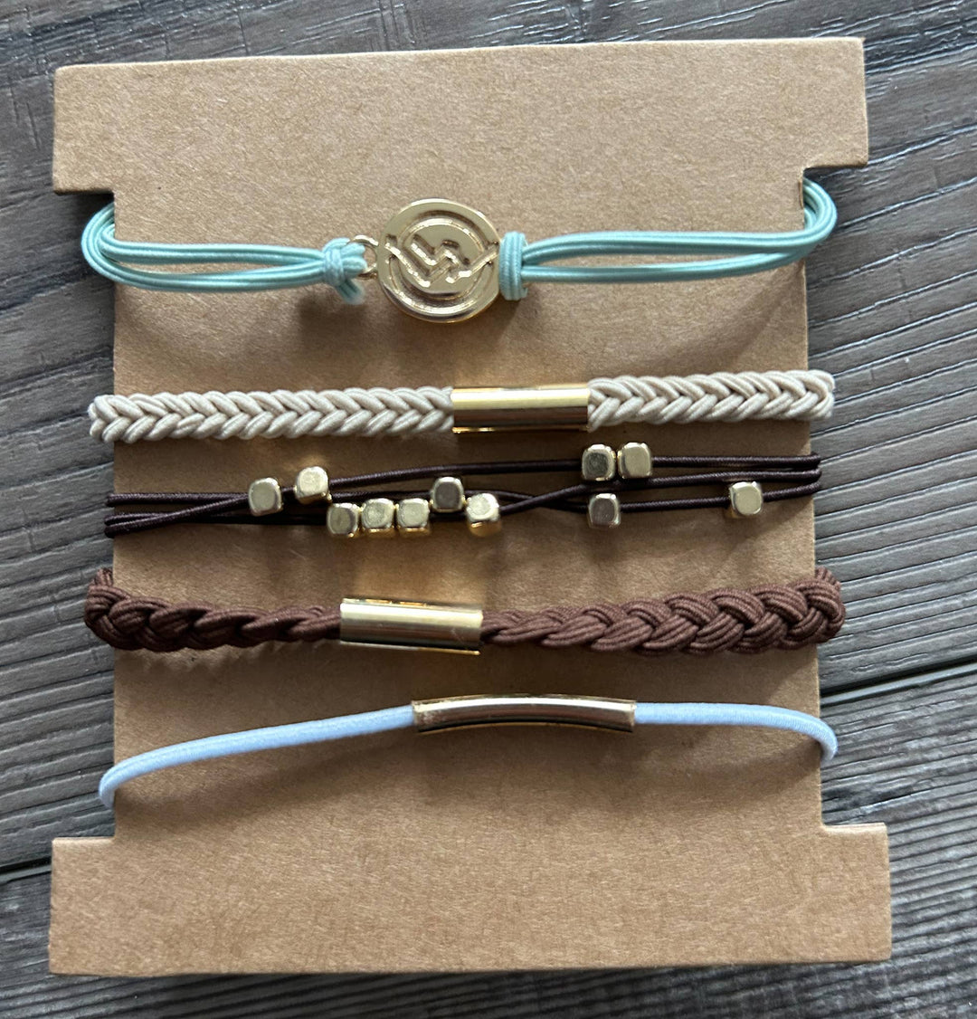 Hair Tie Bracelet Sets: Plain Gold