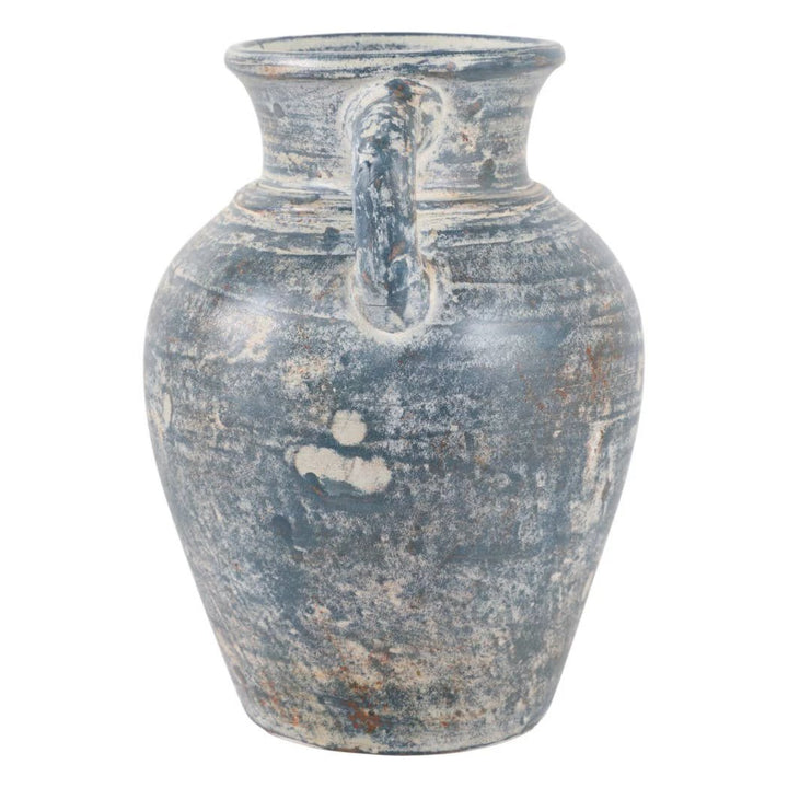 Decorative Vase - Blue/White Terracotta 2-Handle, 9.5 in Sagebrook Home