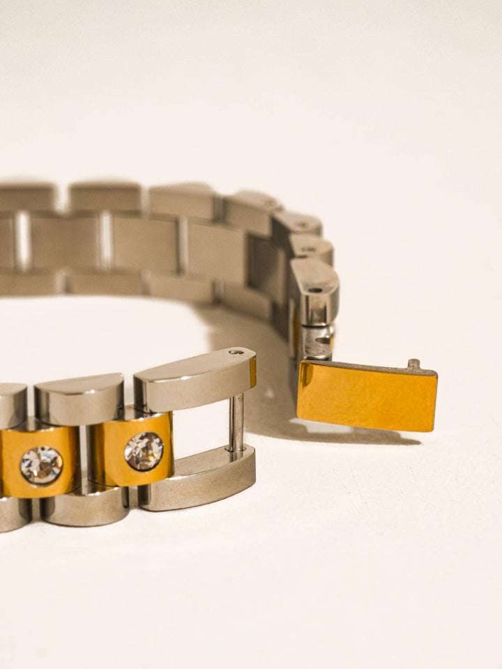 Faelys 18K Gold Non-Tarnish Two-Tone Watchband Bracelet