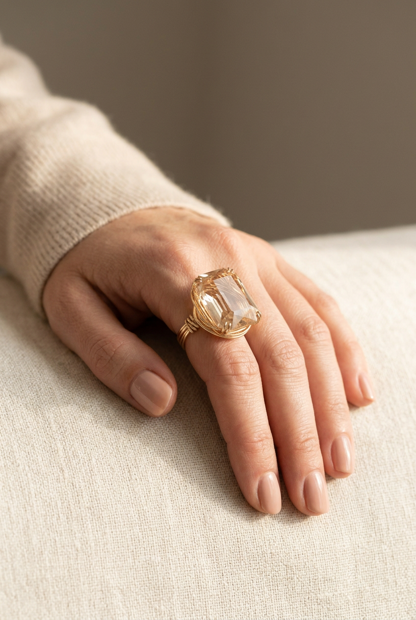 Champagne crystal ring lifestyle photo