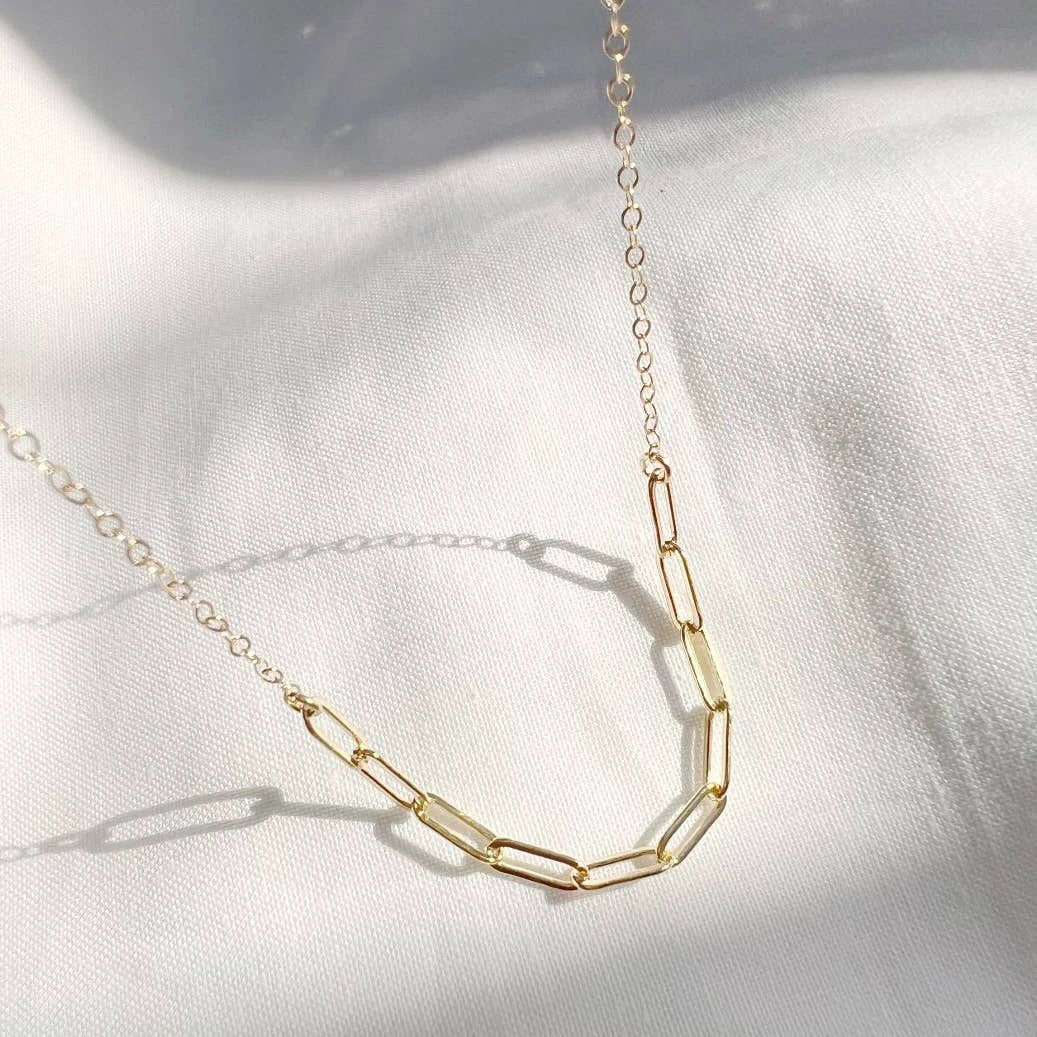 Golden Hour Paperclip Necklace Gold Filled