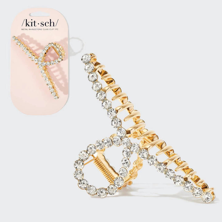 Metal Rhinestone Loop Claw Clip 1pc- Gold KITSCH