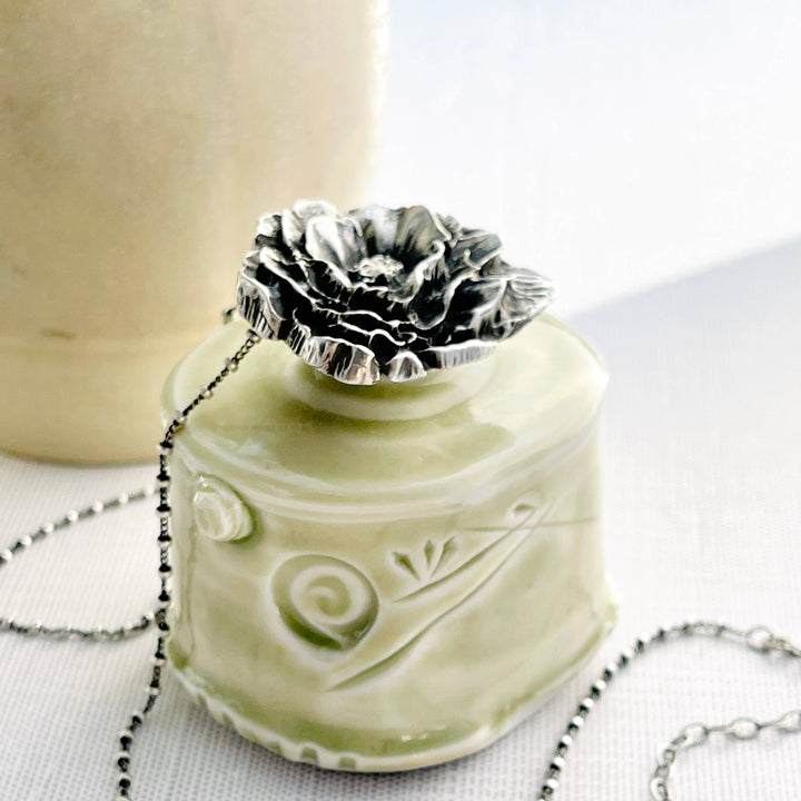Sterling Silver Peony Necklace