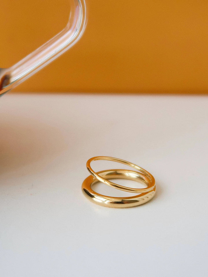 Harvey Double Band Ring - 18K Gold Non-Tarnish Stacking Ring