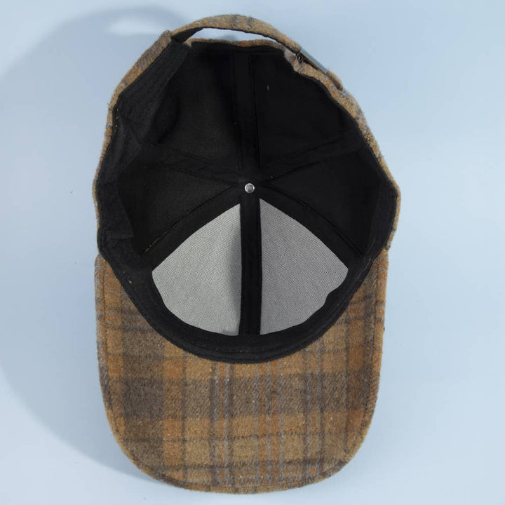 Windowpane Plaid Curved Brim Baseball Cap