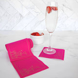 Cotton Cocktail Napkin Roll: Blush Bubbles (Vibrant Pink)