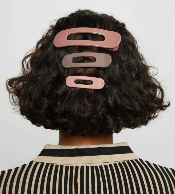 KITSCH Flat Lay Claw Clips 3pc in terracotta pinks, glossy finish