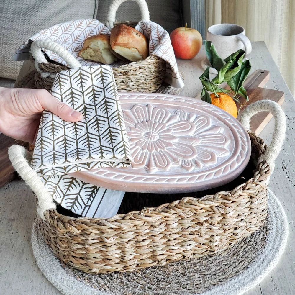 Handmade Bread Warmer & Wicker Basket - Flower KORISSA